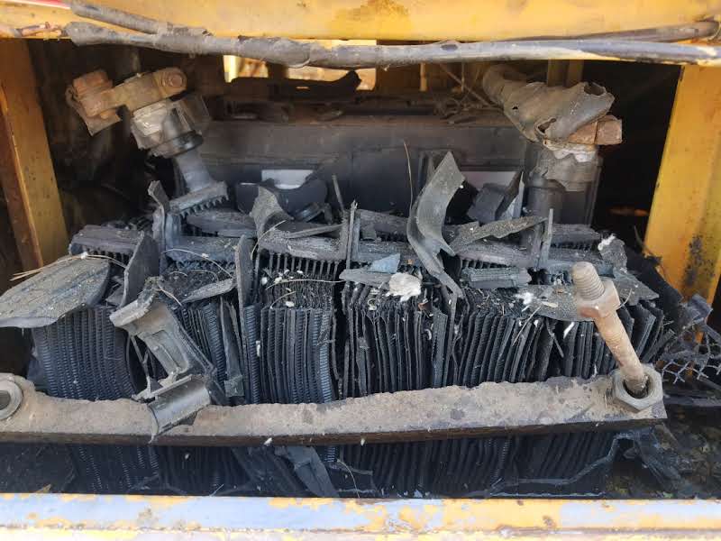 lead acid battery in a bulldozer completely melted down 