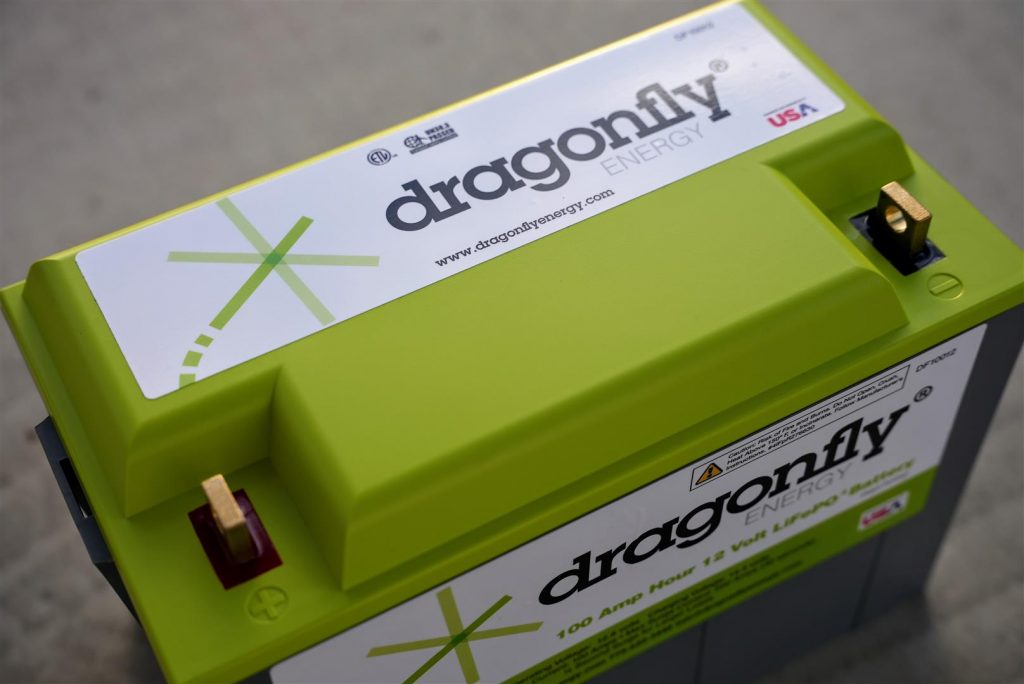 Top of a Dragonfly Energy lithium-ion battery