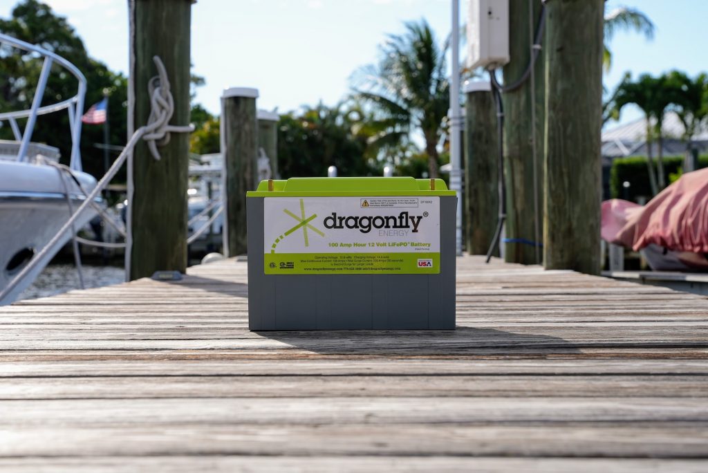 dragonfly lithium batteries on dock
