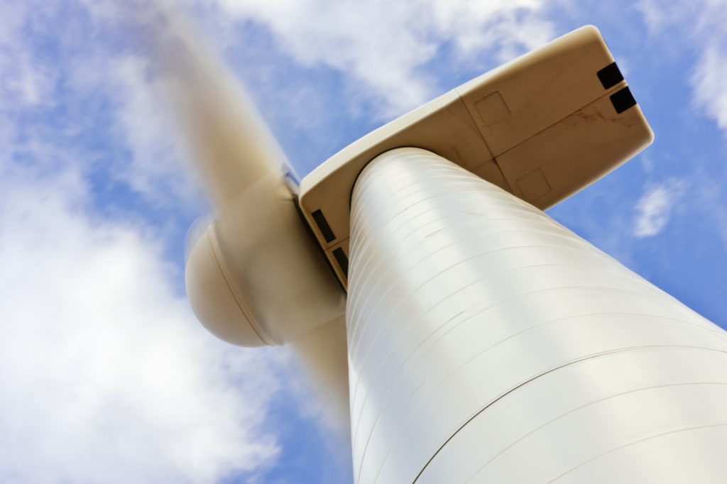 wind turbine blades spinning fast