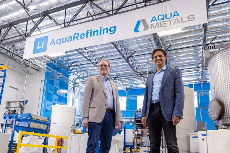 Denis Phares and Steve Cotton at AquaMetals Facility