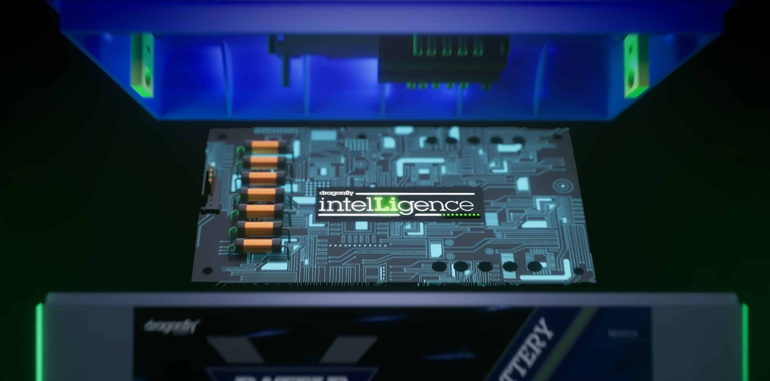 An internal battery management system featuring Dragonfly IntelLigence technology.